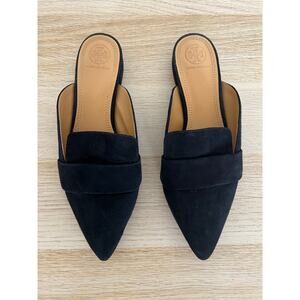 Tory Burch Rosalind Lancaster 7 Black Suede Pointed Toe Mule Flat